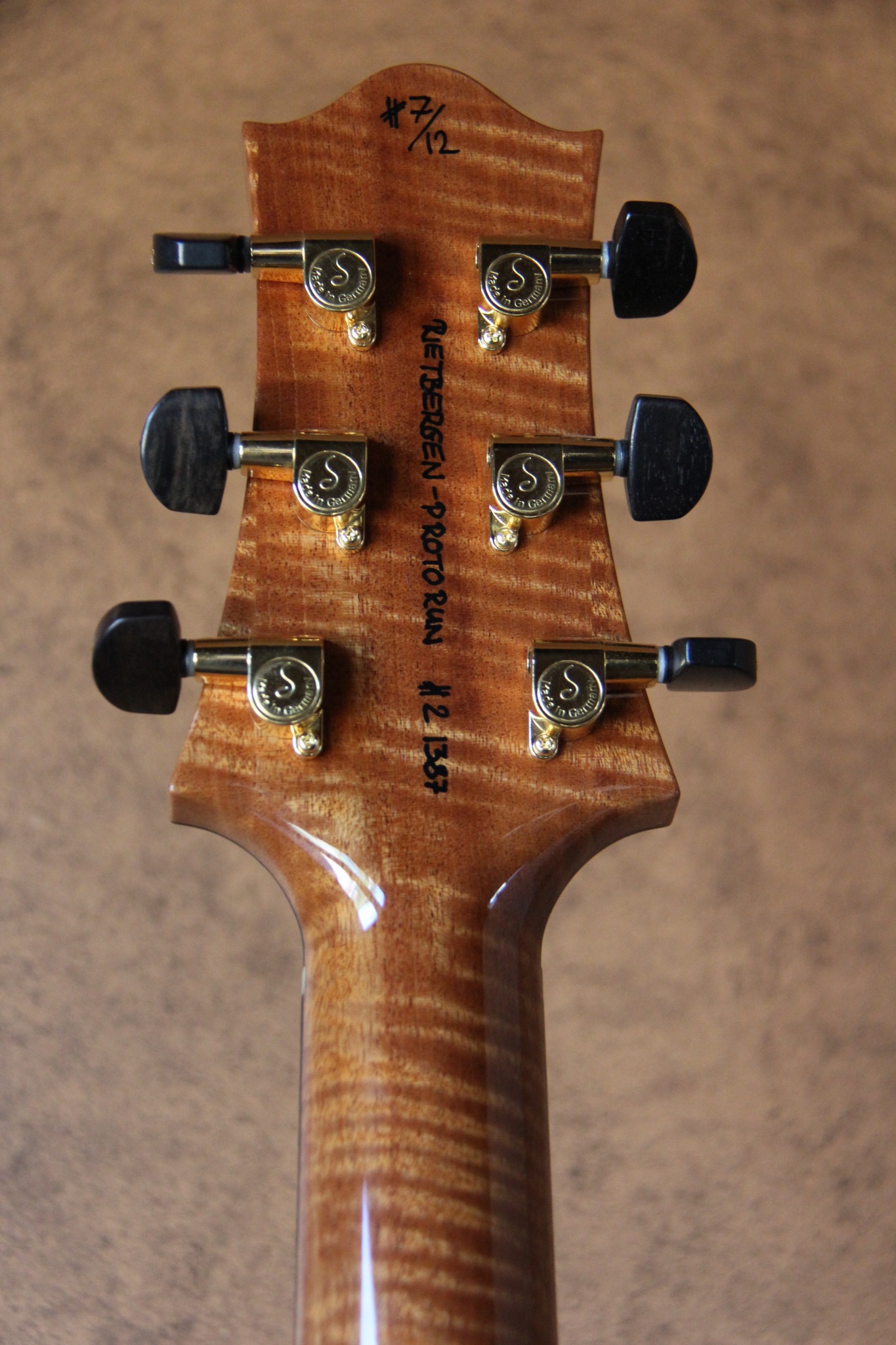 Nik Huber Rietbergen Prototype Run #7 of 12 — headstock back