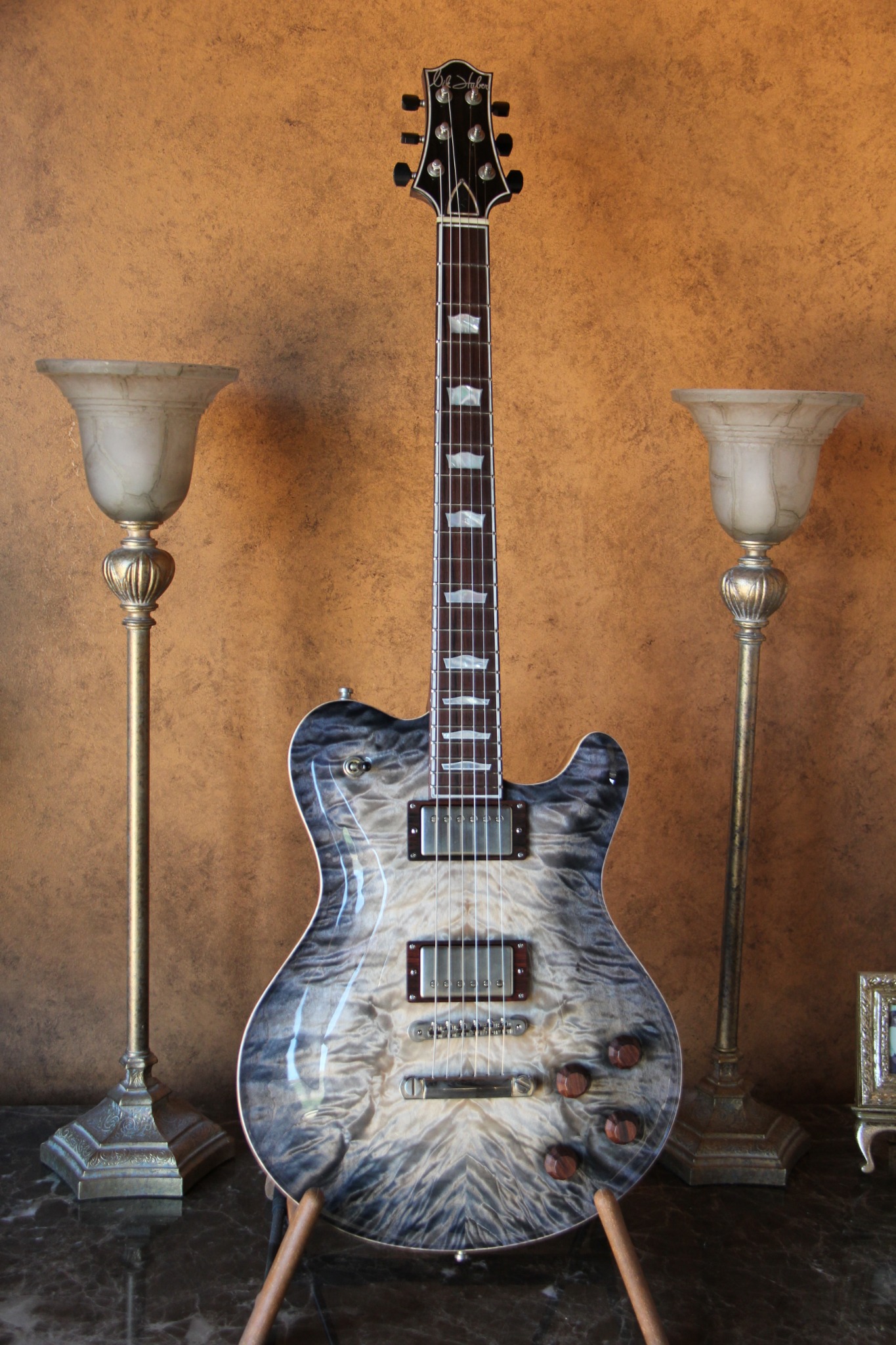 One-off boutique guitar, original photograph supplied by Gary
